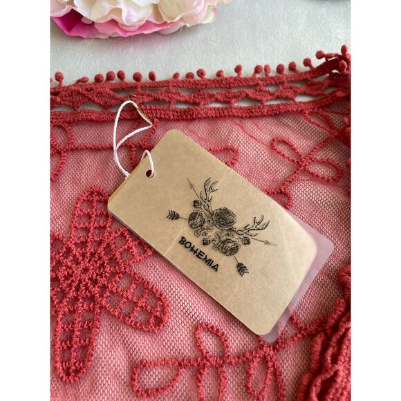 NWT Bohemia Lace Tunic/Dress Floral Embroidery Sheer V-Neckline Cottagecore BOHO - Picture 8 of 16